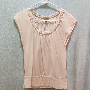 Old Navy Cream Blouse with Braided Neckline